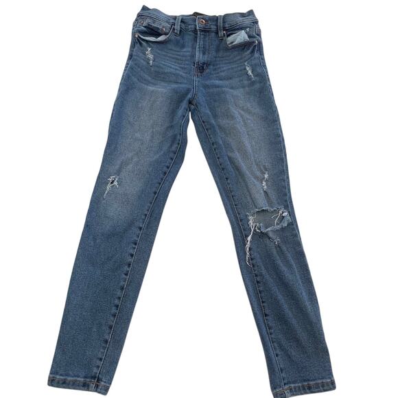 Rachel Roy Jeans Womens 6 Blue Distressed Skinny Stretch Denim Mid Rise 6/28 - Picture 1 of 8